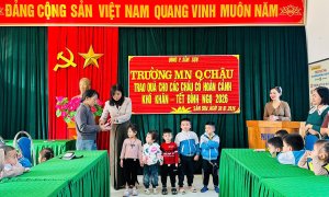 Trường MN Quảng Châu tổ chức chương trình trao quà cho học sinh có hoàn cảnh khó khăn trong dịp Tết Bính Ngọ 2026